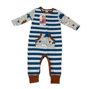 NWT Tesa Babe 9-12M Dino Striped Romper
